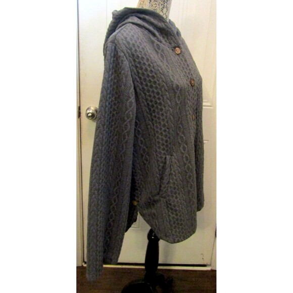 Cellabie Hooded Sweater Coat NWT Gray Loose Fitting Jacket Womens Size 2XL - Picture 10 of 12